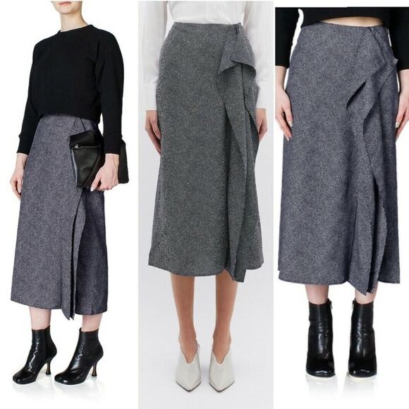 Equipment Climmie Skirt Eclipse Ruffle Midi Polka Dots Draped Split Boho Size XL - Picture 3 of 16